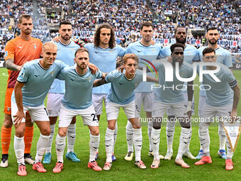 S.S. Lazio players pose for a team photo during the 7th day of the Serie A Championship between S.S. Lazio and Empoli F.C. at the Olympic St...