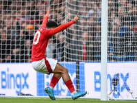 Morgan Gibbs-White of Nottingham Forest celebrates after Chris Wood of Nottingham Forest scores a goal to make it 0-1 during the Premier Lea...