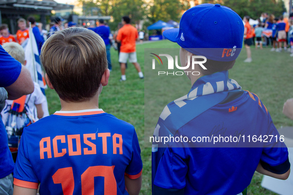 Cincinnati supporters gather before the start of the Major League Soccer match between FC Cincinnati and Orlando City SC at TQL Stadium in C...