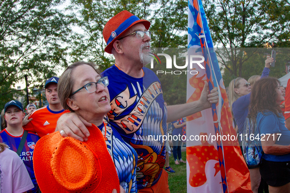 Cincinnati supporters gather before the start of the Major League Soccer match between FC Cincinnati and Orlando City SC at TQL Stadium in C...