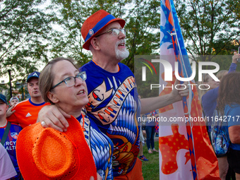 Cincinnati supporters gather before the start of the Major League Soccer match between FC Cincinnati and Orlando City SC at TQL Stadium in C...