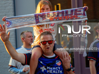 Cincinnati supporters gather before the start of the Major League Soccer match between FC Cincinnati and Orlando City SC at TQL Stadium in C...