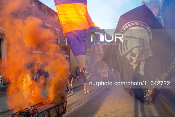 Cincinnati supporters gather before the start of the Major League Soccer match between FC Cincinnati and Orlando City SC at TQL Stadium in C...