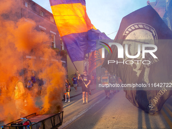 Cincinnati supporters gather before the start of the Major League Soccer match between FC Cincinnati and Orlando City SC at TQL Stadium in C...