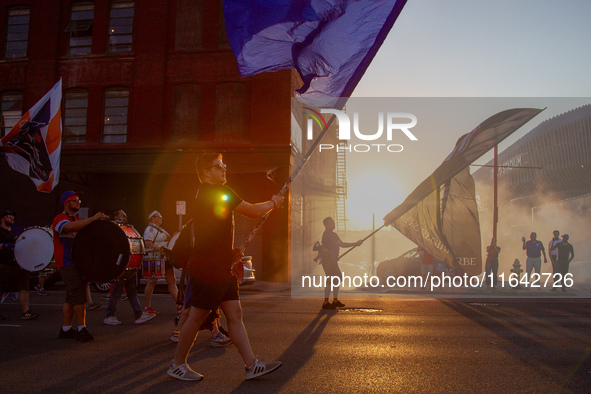 Cincinnati supporters gather before the start of the Major League Soccer match between FC Cincinnati and Orlando City SC at TQL Stadium in C...