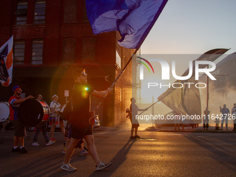 Cincinnati supporters gather before the start of the Major League Soccer match between FC Cincinnati and Orlando City SC at TQL Stadium in C...