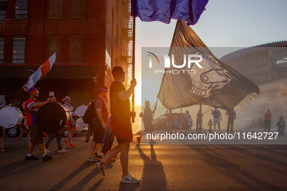 Cincinnati supporters gather before the start of the Major League Soccer match between FC Cincinnati and Orlando City SC at TQL Stadium in C...