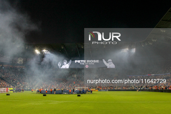 Pete Rose is honored prior to the start of the Major League Soccer match between FC Cincinnati and Orlando City SC at TQL Stadium in Cincinn...