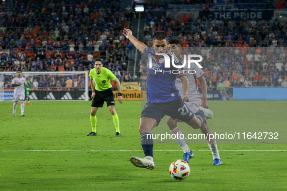 Cincinnati midfielder Yamil Asad appears during the Major League Soccer match between FC Cincinnati and Orlando City SC at TQL Stadium in Ci...