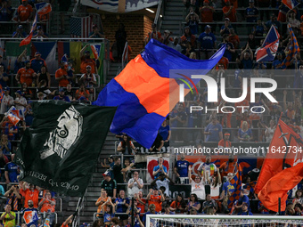 Cincinnati supporters celebrate a Luciano Acosta goal during the Major League Soccer match between FC Cincinnati and Orlando City SC at TQL...