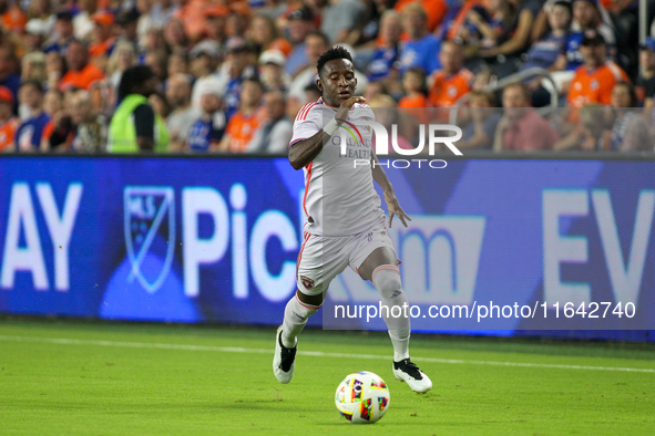 Orlando midfielder Ivan Angulo appears during the Major League Soccer match between FC Cincinnati and Orlando City SC at TQL Stadium in Cinc...