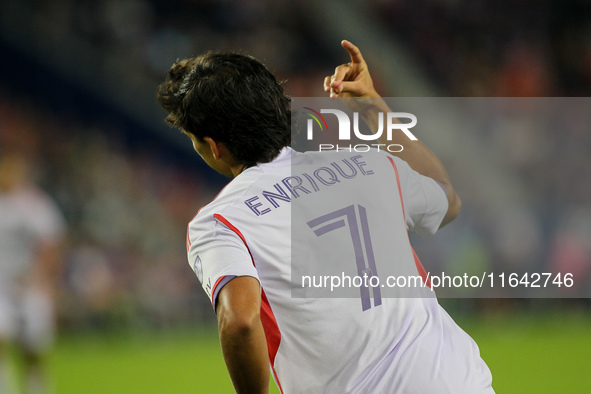 Orlando attacker, Ramiro Enrique, celebrates a first-half goal during the Major League Soccer match between FC Cincinnati and Orlando City S...