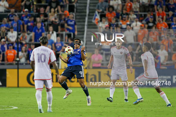 Cincinnati attacker, Nicholas Gioacchini, is seen during the Major League Soccer match between FC Cincinnati and Orlando City SC at TQL Stad...