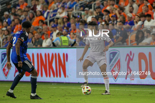 Orlando attacker, Ramira Enrique, is seen during the Major League Soccer match between FC Cincinnati and Orlando City SC at TQL Stadium in C...