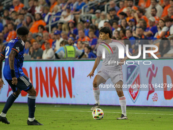 Orlando attacker, Ramira Enrique, is seen during the Major League Soccer match between FC Cincinnati and Orlando City SC at TQL Stadium in C...