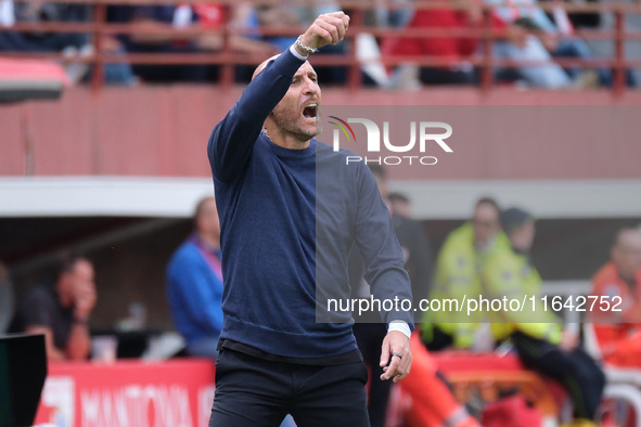 Davide Possanzini is the head coach of Mantova 1911 during the Italian Serie B soccer championship match between Mantova Calcio 1911 and Bre...