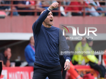 Davide Possanzini is the head coach of Mantova 1911 during the Italian Serie B soccer championship match between Mantova Calcio 1911 and Bre...