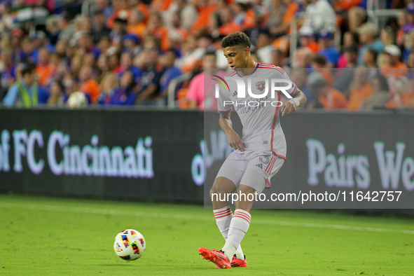 Orlando defender Rafael Santos is seen during the Major League Soccer match between FC Cincinnati and Orlando City SC at TQL Stadium in Cinc...