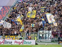 Supporters of Parma during the Serie A Enilive match between Bologna FC and Parma Calcio 1903 at Stadio Renato Dall'Ara on October 06, 2024...