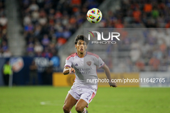 Orlando attacker, Ramiro Enrique, is seen during the Major League Soccer match between FC Cincinnati and Orlando City SC at TQL Stadium in C...