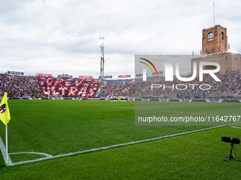 Supporters of Bologna during the Serie A Enilive match between Bologna FC and Parma Calcio 1903 at Stadio Renato Dall'Ara on October 06, 202...