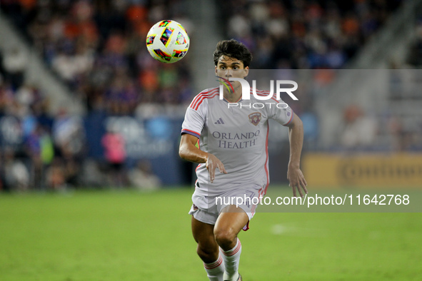 Orlando attacker, Ramiro Enrique, is seen during the Major League Soccer match between FC Cincinnati and Orlando City SC at TQL Stadium in C...