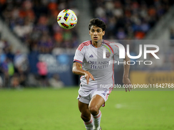 Orlando attacker, Ramiro Enrique, is seen during the Major League Soccer match between FC Cincinnati and Orlando City SC at TQL Stadium in C...