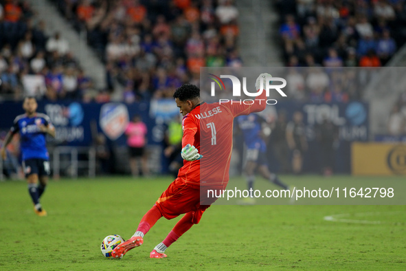 Orlando goalie, Pedro Gallese, appears during the Major League Soccer match between FC Cincinnati and Orlando City SC at TQL Stadium in Cinc...