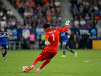 Orlando goalie, Pedro Gallese, appears during the Major League Soccer match between FC Cincinnati and Orlando City SC at TQL Stadium in Cinc...