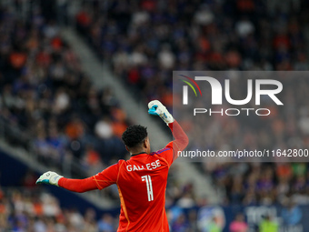 Orlando goalie, Pedro Gallese, appears during the Major League Soccer match between FC Cincinnati and Orlando City SC at TQL Stadium in Cinc...