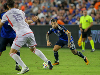 Cincinnati midfielder Luciano Acosta moves the ball upfield during the Major League Soccer match between FC Cincinnati and Orlando City SC a...