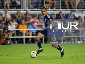 Cincinnati midfielder Yuya Kubo moves the ball upfield during the Major League Soccer match between FC Cincinnati and Orlando City SC at TQL...