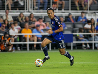 Cincinnati midfielder Yuya Kubo moves the ball upfield during the Major League Soccer match between FC Cincinnati and Orlando City SC at TQL...