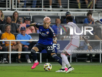 Cincinnati midfielder Luca Orellano moves the ball upfield during the Major League Soccer match between FC Cincinnati and Orlando City SC at...