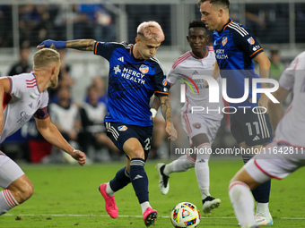 Cincinnati midfielder, Luca Orellano, moves the ball upfield during the Major League Soccer match between FC Cincinnati and Orlando City SC...