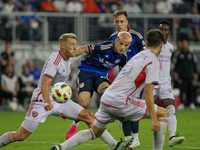 Cincinnati midfielder, Luca Orellano, takes a shot on goal during the Major League Soccer match between FC Cincinnati and Orlando City SC at...