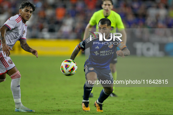 Cincinnati midfielder, Luciano Acosta, moves the ball upfield during the Major League Soccer match between FC Cincinnati and Orlando City SC...