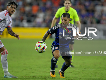 Cincinnati midfielder, Luciano Acosta, moves the ball upfield during the Major League Soccer match between FC Cincinnati and Orlando City SC...