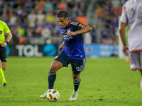 Cincinnati midfielder Yamil Asad moves the ball upfield during the Major League Soccer match between FC Cincinnati and Orlando City SC at TQ...