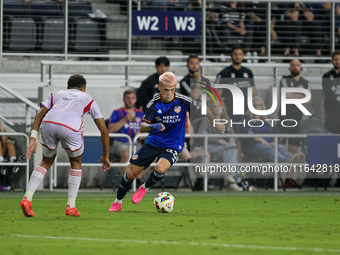 Cincinnati midfielder Luca Orellano moves the ball upfield during the Major League Soccer match between FC Cincinnati and Orlando City SC at...