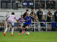 Cincinnati midfielder Luca Orellano moves the ball upfield during the Major League Soccer match between FC Cincinnati and Orlando City SC at...