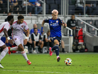 Cincinnati midfielder Luca Orellano moves the ball upfield during the Major League Soccer match between FC Cincinnati and Orlando City SC at...