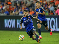 Cincinnati midfielder Luciano Acosta moves the ball upfield during the Major League Soccer match between FC Cincinnati and Orlando City SC a...