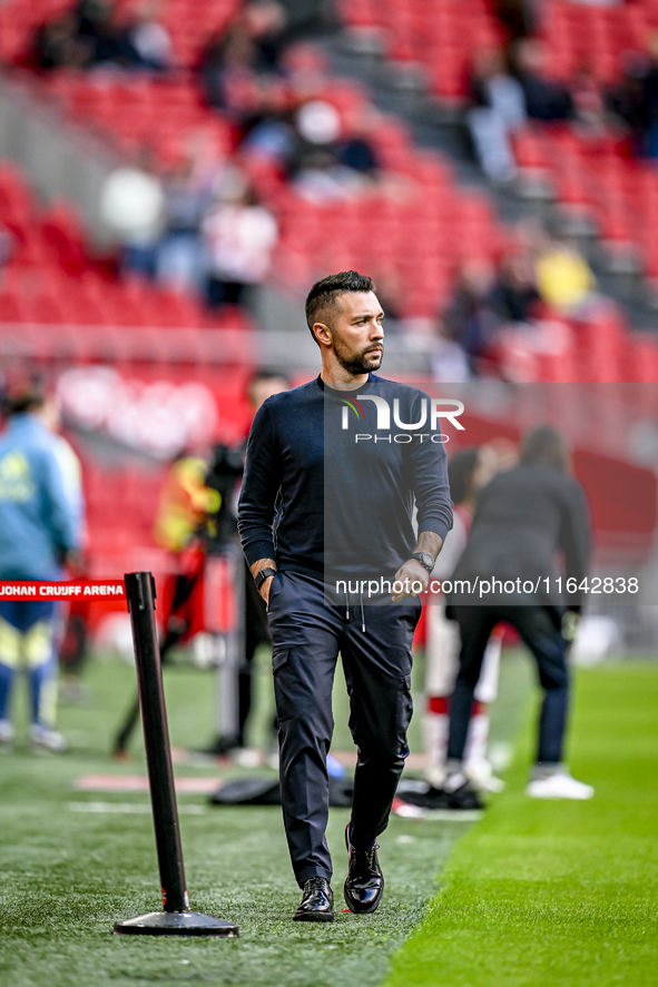 AFC Ajax Amsterdam trainer Francesco Fariolo is present during the match between Ajax and Groningen at the Johan Cruijff ArenA for the Dutch...