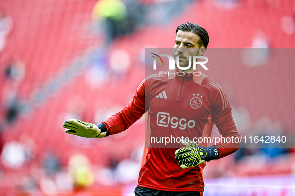 AFC Ajax Amsterdam goalkeeper Diant Ramaj participates in the match between Ajax and Groningen at the Johan Cruijff ArenA for the Dutch Ered...