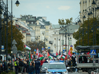 People take part in a rally in support of Palestine and Gaza in Warsaw, Poland on 05 October, 2024. About a hundred people marched from the...