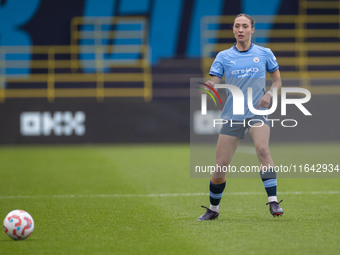 Naomi Layzell #3 of Manchester City W.F.C. participates in the Barclays FA Women's Super League match between Manchester City and West Ham U...