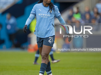 Khadija Shaw #21 of Manchester City W.F.C. participates in the Barclays FA Women's Super League match between Manchester City and West Ham U...