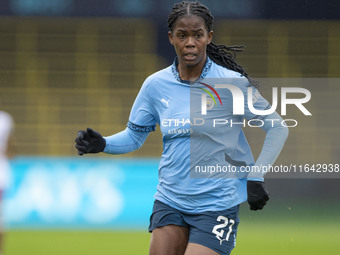 Khadija Shaw #21 of Manchester City W.F.C. participates in the Barclays FA Women's Super League match between Manchester City and West Ham U...