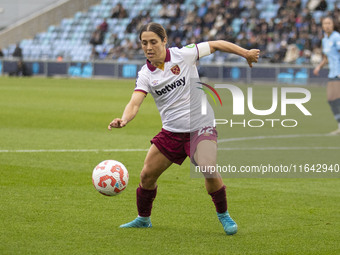 Katrina Gorry #22 of West Ham United F.C. participates in the Barclays FA Women's Super League match between Manchester City and West Ham Un...